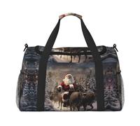 Bolsa de viaje de Feliz Navidad con cremalleras y asas, bolsa de lona plegable grande para vacaciones familiares, Black, Talla única