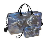 Bolsa de viaje de fin de semana, bolsa de gimnasio con diseño de cebra de caballero, bolsa de mano con bolsa de aseo para avión, viajes, gimnasio, yoga, Knight Zebra, Talla única, moda