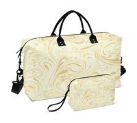 Bolsa de viaje de fin de semana, bolsa de gimnasio con patrón de remolino dorado, bolsa de mano con bolsa de aseo para viajes en avión, gimnasio, yoga, Marmoleado de remolino dorado, Talla única, moda