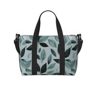Bolsa de viaje de fin de semana, bolsa de mano, bolsa de deporte, bolsa de gimnasio, para mujeres y hombres, estampado de hojas gris menta