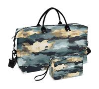 Bolsa de viaje de fin de semana con estampado dorado verde y dorado para llevar durante la noche, bolsa de aseo para avión, viajes, gimnasio, yoga, Estampado de oro verde, Talla única, moda