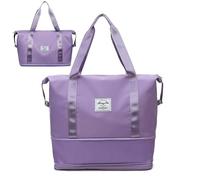 Bolsa de viaje de fin de semana con funda para carrito, bolsa de gimnasio, bolsa de transporte impermeable para mujeres y hombres, bolsa de mano para picnic, Purple, Una bolsa de lona para llevar