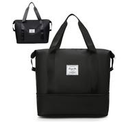 Bolsa de viaje de fin de semana con funda para carrito, bolsa de gimnasio, bolsa de transporte impermeable para mujeres y hombres, bolsa de mano para picnic, Black, Una bolsa de lona para llevar