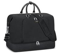 Bolsa de viaje de fin de semana para mujer, bolsa de noche con compartimento para zapatos, bolsa de viaje de gran tamaño de 21 pulgadas, Negro A, L, Tamaño extragrande