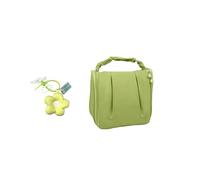 Bolsa de viaje de flores, bolsa de maquillaje Kawaii, bolsa de aseo de ganchillo lindo, bolsa de almacenamiento portátil de gran capacidad para cosméticos (juventud tibetana), verde