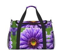 Bolsa de viaje de flores de lavanda morada, bolsa de compras grande reutilizable, bolsa de vacaciones, bolsa de deporte con correa cruzada ajustable