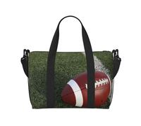 Bolsa de viaje de fútbol americano, bolsa de lona para deportes, gimnasio, yoga, bolsa de viaje para fin de semana, bolsa de viaje con compartimento, NEGRO, One Size