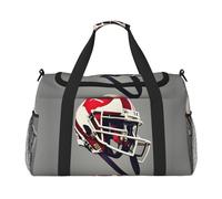 Bolsa de viaje de fútbol americano con cremalleras y asas, bolsa de deporte plegable grande para vacaciones familiares, Negro , talla única