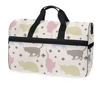Bolsa de viaje de gato colorido con huella para hombres, mujeres, niños, niñas, adolescentes, bolsa de gimnasio deportiva de gran tamaño con compartimento para zapatos, bolsa de entrenamiento durante