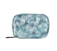 Bolsa de viaje de geometrías irregulares azules con compartimentos desmontables, organizador portátil, estuche de viaje para bolso