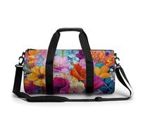 Bolsa de viaje de gimnasio con diseño abstracto de flores coloridas para mujeres y hombres, bolsa de deporte con correa para el hombro