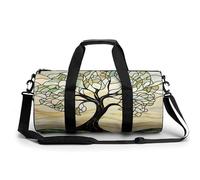 Bolsa de viaje de gimnasio con diseño de árbol de la vida, color verde y beige, para mujeres y hombres, bolsa de deporte con correa para el hombro