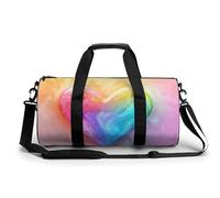 Bolsa de viaje de gimnasio con diseño de corazón de mármol líquido pastel colorido para mujeres y hombres, bolsa de deporte con correa para el hombro