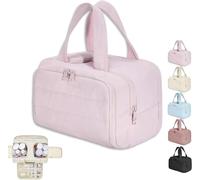 Bolsa de viaje de gran capacidad, amplia capacidad, bolsa de viaje, bolsa de cosméticos impermeable para mujer, con divider y manija, rosa, moden