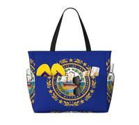 Bolsa de viaje de gran capacidad con estampado de bandera del estado de New Hampshire para mujer, bolsa de playa, bolsa de lona, para viajes, gimnasio, vacaciones
