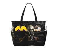 Bolsa de viaje de gran capacidad con estampado de bandera pirata para mujer, para playa, viajes, gimnasio, vacaciones