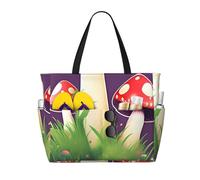 Bolsa de viaje de gran capacidad con estampado de hongos rojos mágicos para mujer, para playa, viajes, gimnasio, vacaciones