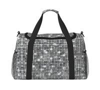 Bolsa de viaje de gran capacidad con estampado de lentejuelas plateadas, con estampado brillante, para uso diario, bolsa de viaje elegante y funcional, Negro -, Talla única