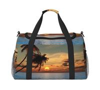Bolsa de viaje de gran capacidad, con estampado de palmeras y océanos, para uso diario, elegante y funcional, Negro -, Talla única