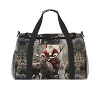 Bolsa de viaje de gran capacidad, con estampado de Papá Noel, para uso diario, elegante y funcional, Negro -, Talla única