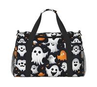 Bolsa de viaje de gran capacidad, diseño de fantasmas blancos con estampado de Halloween, para uso diario, bolsa de viaje elegante y funcional, Negro -, Talla única