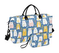 Bolsa de viaje de gran tamaño con correa ajustable para yoga, gran capacidad, MR & MRS oso rosa azul