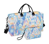 Bolsa de viaje de gran tamaño con diseño de castillo de cuento de hadas, bolsa de viaje grande para aeropuerto, bolsa deportiva con correa ajustable para viajes, impermeable, Bonito castillo de cuento