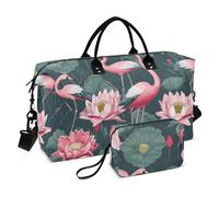 Bolsa de viaje de gran tamaño con patrón de flamenco rosa, bolsa de transporte con bolsa de aseo, bolsa de entrenamiento para viajes y entrenamiento, multifuncional, patrón de flamingo rosado, 1 Size