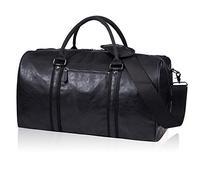 seyfocnia Bolsa de viaje de gran tamaño de cuero impermeable para fin de semana, bolsa grande de mano grande para hombre o mujer, [Z]Negro