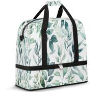 Bolsa de viaje de hojas de eucalipto para mujeres y hombres, bolsa de fin de semana, plegable, separada, 47 L, bolsa de mano para deportes, gimnasio, yoga, color, 47 L, Organizador de bolsas