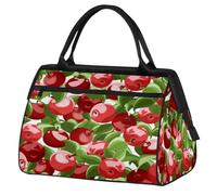 Bolsa de viaje de hojas y manzanas rojas para mujeres, hombres, niños y niñas, patrón de manzanas, bolsas de fin de semana, 24 L, bolsa de cabina para deportes, gimnasio, yoga, color, 24 L,
