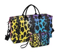Bolsa de viaje de leopardo, bolsa de gimnasio, bolsa de fin de semana con estampado de leopardo arcoíris, bolsa de fin de semana para mujer, con bolsa de aseo de viaje, bolsa de natación, Multi 23,