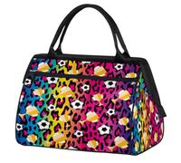 Bolsa de viaje de leopardo colorido para mujeres, hombres, niños y niñas, trofeo de fútbol, fin de semana, bolsas de noche de 24 L, bolsa de mano para deportes, gimnasio, yoga, color, 24 L,