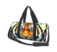 Bolsa de viaje de lona con cabeza de tigre de gran capacidad, se puede llevar en el hombro