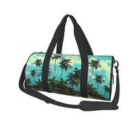 Bolsa de viaje de lona con diseño de corazón de leopardo, para fin de semana, para hombres y mujeres, bolsa de deporte de gran capacidad, bolsa de lona para viajes, yoga, Isla y cocoteros, Talla única