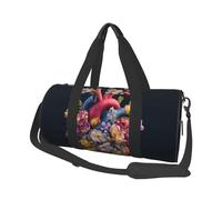 Bolsa de viaje de lona con flores de amor, gran capacidad, se puede llevar al hombro