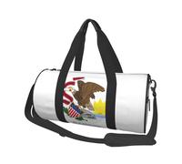 Bolsa de viaje de lona con la bandera del estado de Illinois, gran capacidad, se puede llevar en el hombro