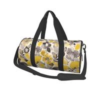Bolsa de viaje de lona con labios para fin de semana, para hombres y mujeres, gran capacidad, deportiva, gimnasio, bolsa de lona para viajes, yoga, Flor amarilla y gris, Talla única