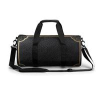 Bolsa de viaje de lujo con textura de cuero negro en relieve para mujeres y hombres, bolsa de lona cilíndrica para entrenamiento deportivo con correa para el hombro