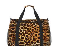 Bolsa de viaje de mano a rayas sobre leopardos, bolsa de compras reutilizable, almacenamiento para camping, comestibles, deportes, gimnasio, viajes de negocios