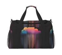 Bolsa de viaje de mano colorida con diseño de arcoíris y diseño moderno, gran capacidad de almacenamiento, adecuada para viajes de negocios y viajes cortos.