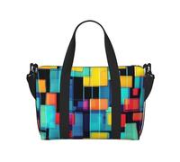 Bolsa de viaje de mano con diagrama geométrico cuadrado. Para hombres y mujeres. Material duradero y diseño elegante, adecuado para viajes de negocios y ocio.