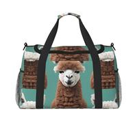 Bolsa de viaje de mano con diseño de llama de alpaca, bolsa grande reutilizable, perfecta para actividades al aire libre, deportes, camping y comestibles, Negro -, Talla única