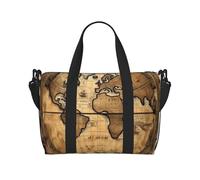 Bolsa de viaje de mano con diseño de mapa del mundo antiguo, bolsa de gimnasio, bolsa de viaje de fin de semana, bolsa de deporte, para mujeres y hombres, Negro -, Talla única