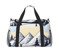 Bolsa de viaje de mano con diseño de montañas nevadas blancas, gran capacidad de almacenamiento, adecuada para viajes de negocios y viajes cortos.