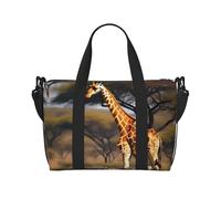 Bolsa de viaje de mano con estampado de jirafa africana, bolsa de gimnasio, bolsa de viaje de fin de semana, bolsa de deporte, para mujeres y hombres, Negro -, Talla única