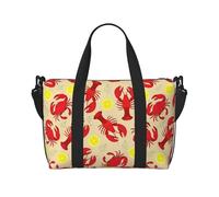 Bolsa de viaje de mano con estampado de langosta y cangrejo, bolsa de gimnasio, bolsa de viaje de fin de semana, bolsa deportiva para mujeres y hombres, Negro -, Talla única