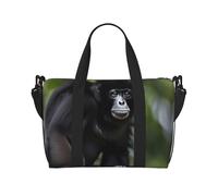 Bolsa de viaje de mano con estampado de mono Gibbon negro, bolsa de gimnasio, bolsa de viaje de fin de semana, bolsa de deporte, para mujeres y hombres, Negro -, Talla única