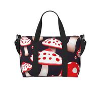 Bolsa de viaje de mano con estampado de setas rojas y blancas con cremallera, bolsa de viaje para fin de semana para mujeres y hombres