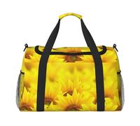 Bolsa de viaje de mano con girasoles amarillos, bolsa grande reutilizable para la compra, ideal para camping, deportes, gimnasio y actividades al aire libre
